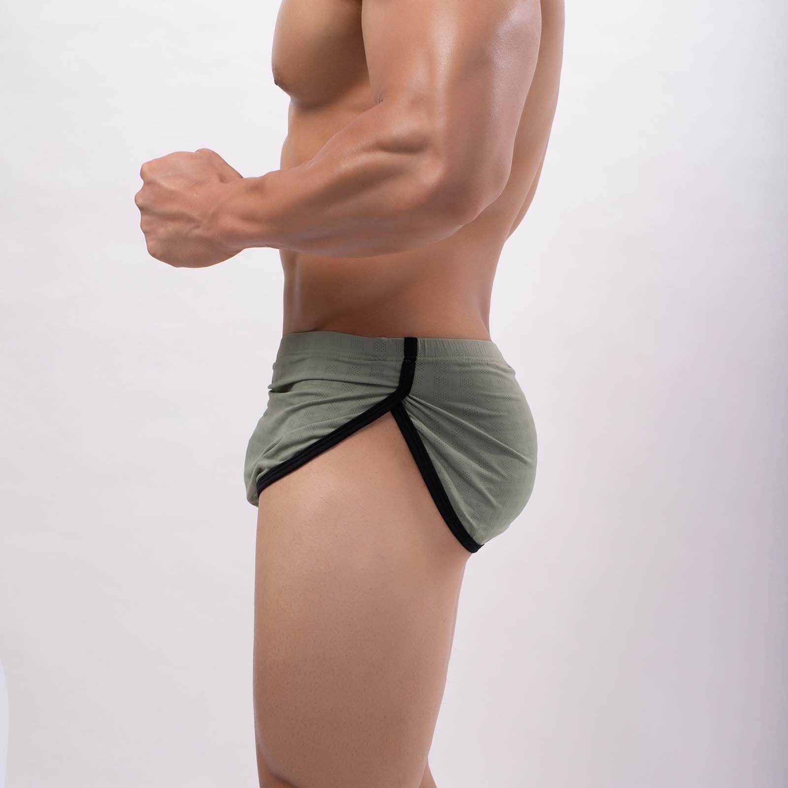 Mens Boxers Stretchy Briefs Wrapped Shorts with Pouch Breathable Solid Swimwear Men's Underwear Undershorts for Male Trunks
