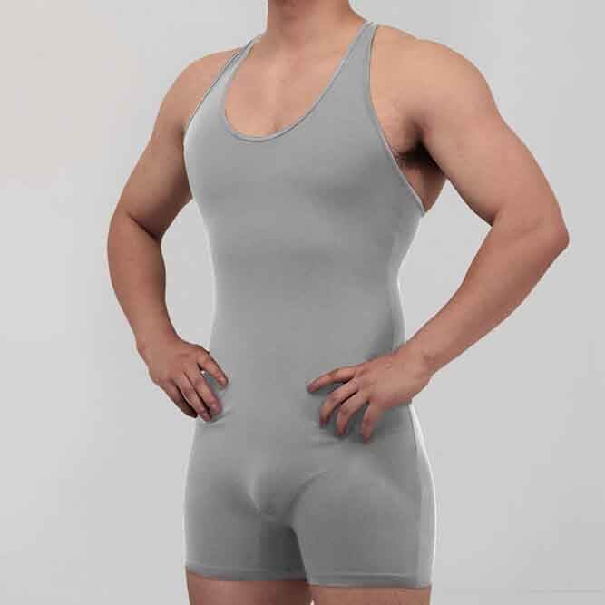 Racerback Fitness Trunks Bottom Scoop Neck Sleeveless Men's Bodysuit Sports Bodysuits Swimsuits Jumpsuit for Male Athletic Fit