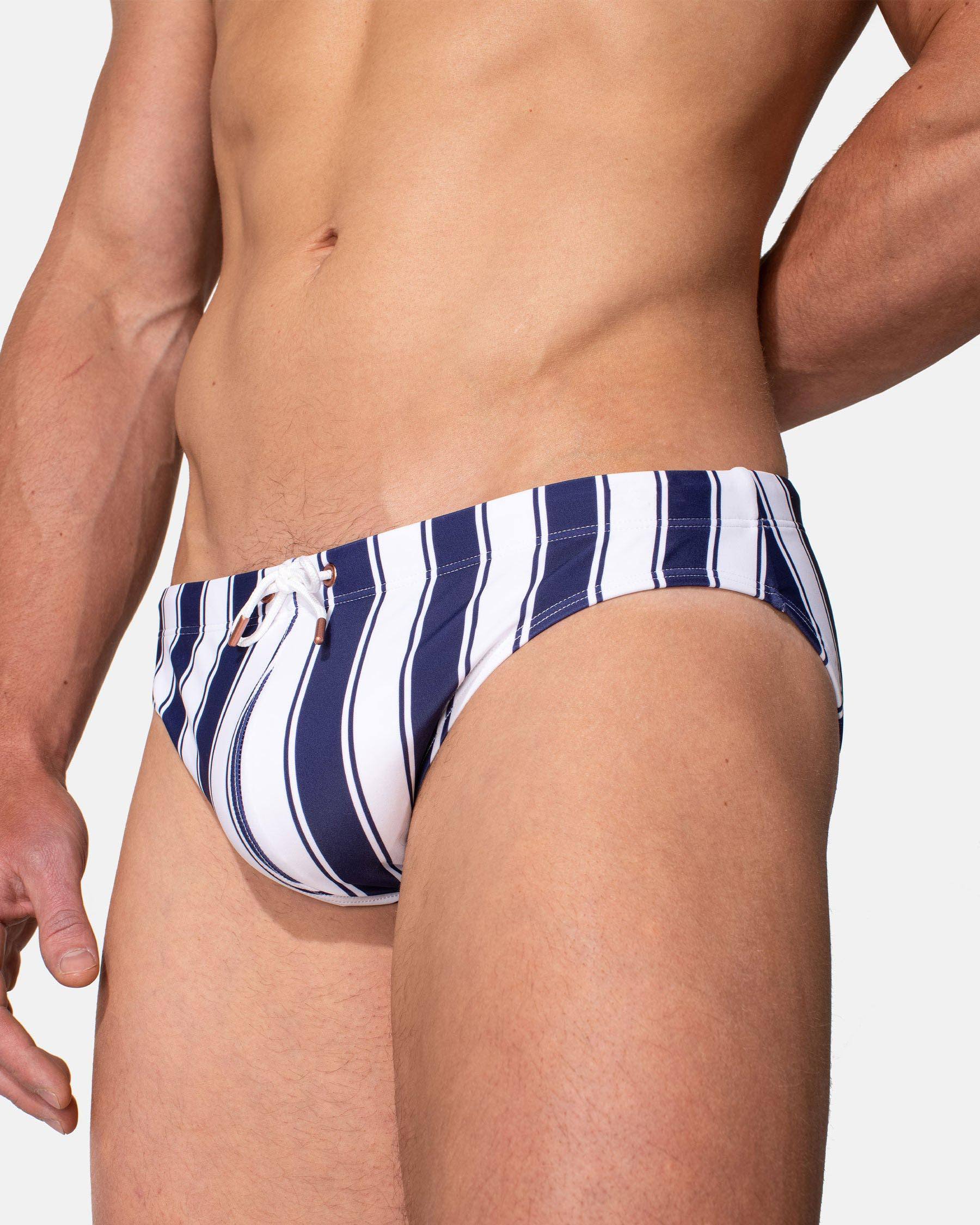 Stripe Elastic Drawstring Printing Swim Men's Guy Briefs Men's Underwear Pants Breathable Underpants Grundies for Male Bikini