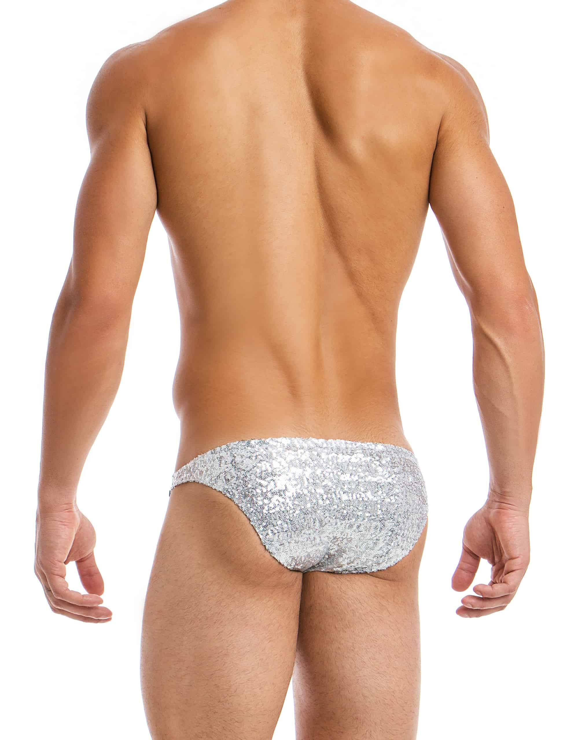 Briefs Swimwear Bikini Men's Male Shiny Sequin Sexy Guy Briefs Underwear Glitter Waterproof Reflect Underpants Grundies