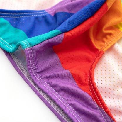 Men's Guy Sexy Briefs Rainbow Print Underwear Bikini Pants Breathable Underpants Grundies Pool Stretchy Low-rise Anti-Irritation