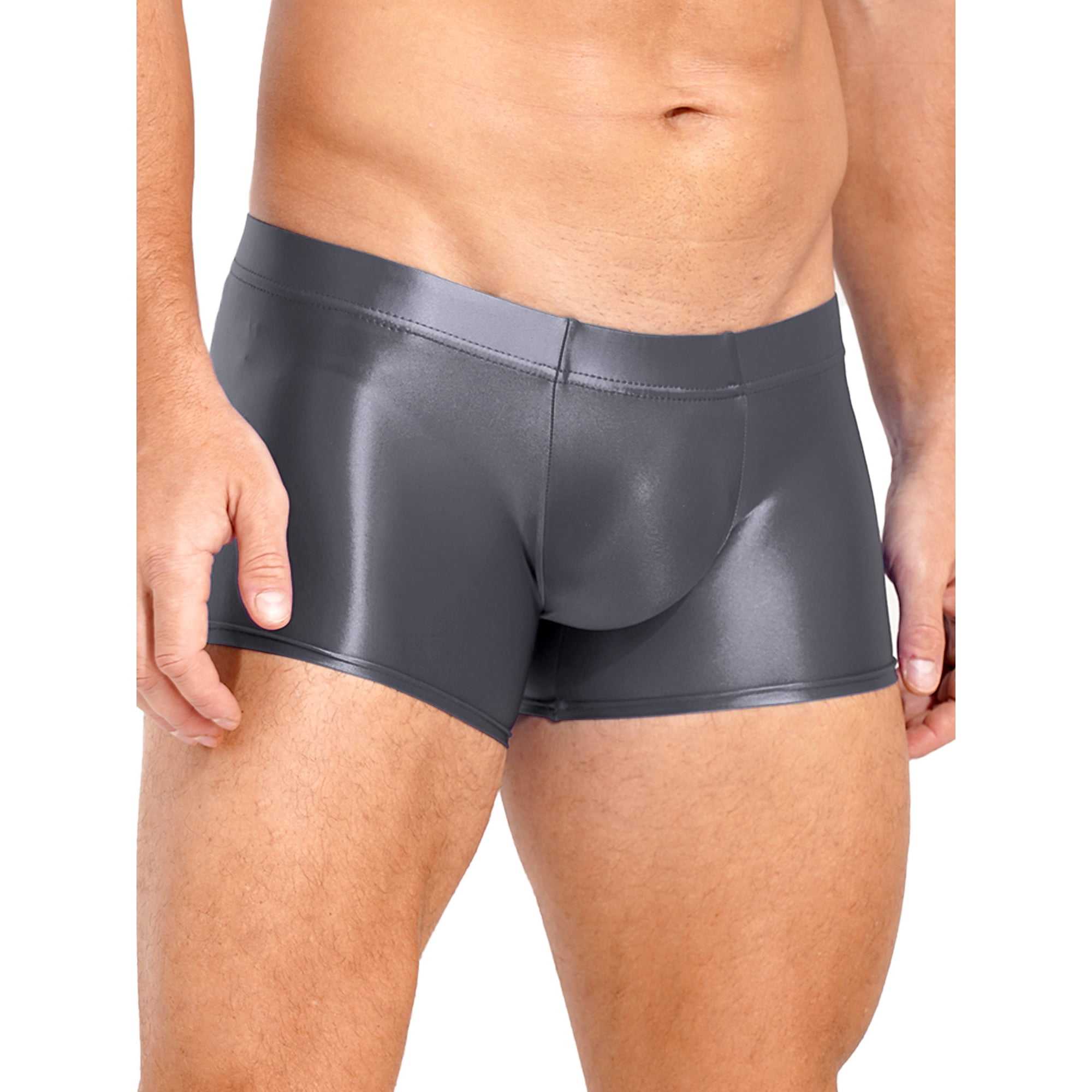 Men's Trunks Boxer Briefs for Male Customized Body-hugging Underwear Glossy Waterproof Solid Grundies Pool Sports Wear