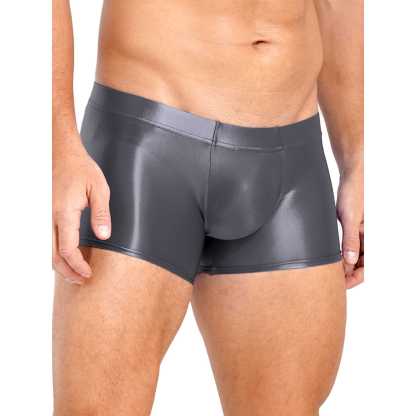 Men's Trunks Boxer Briefs for Male Customized Body-hugging Underwear Glossy Waterproof Solid Grundies Pool Sports Wear