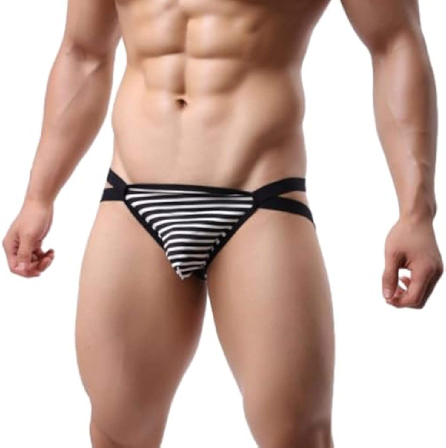 Men's Guy Swim Briefs Stripes Support Men's Underwear Sports Breathable Athletic Pants Underpants Grundies Pool Sexy Jock Strap