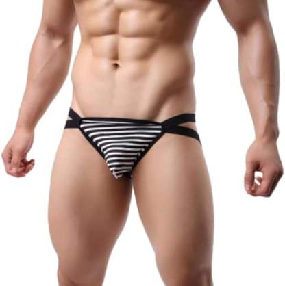 Men's Guy Swim Briefs Stripes Support Men's Underwear Sports Breathable Athletic Pants Underpants Grundies Pool Sexy Jock Strap