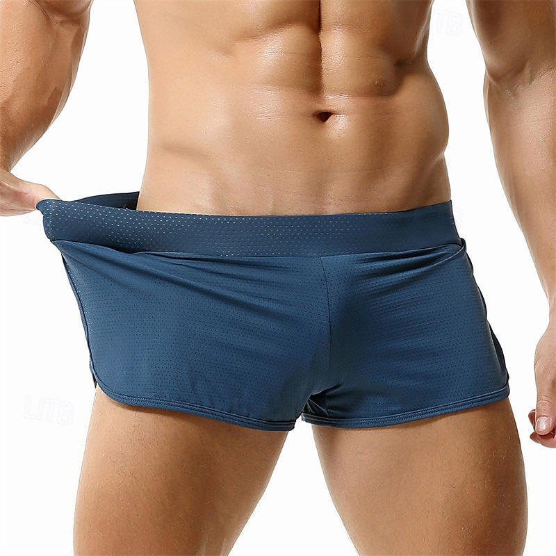 Mesh Breathable Jockstraps Shorty with Pouch Solid Men's Underwear Trunks Boxers Undershorts Shorts for Male Boxers