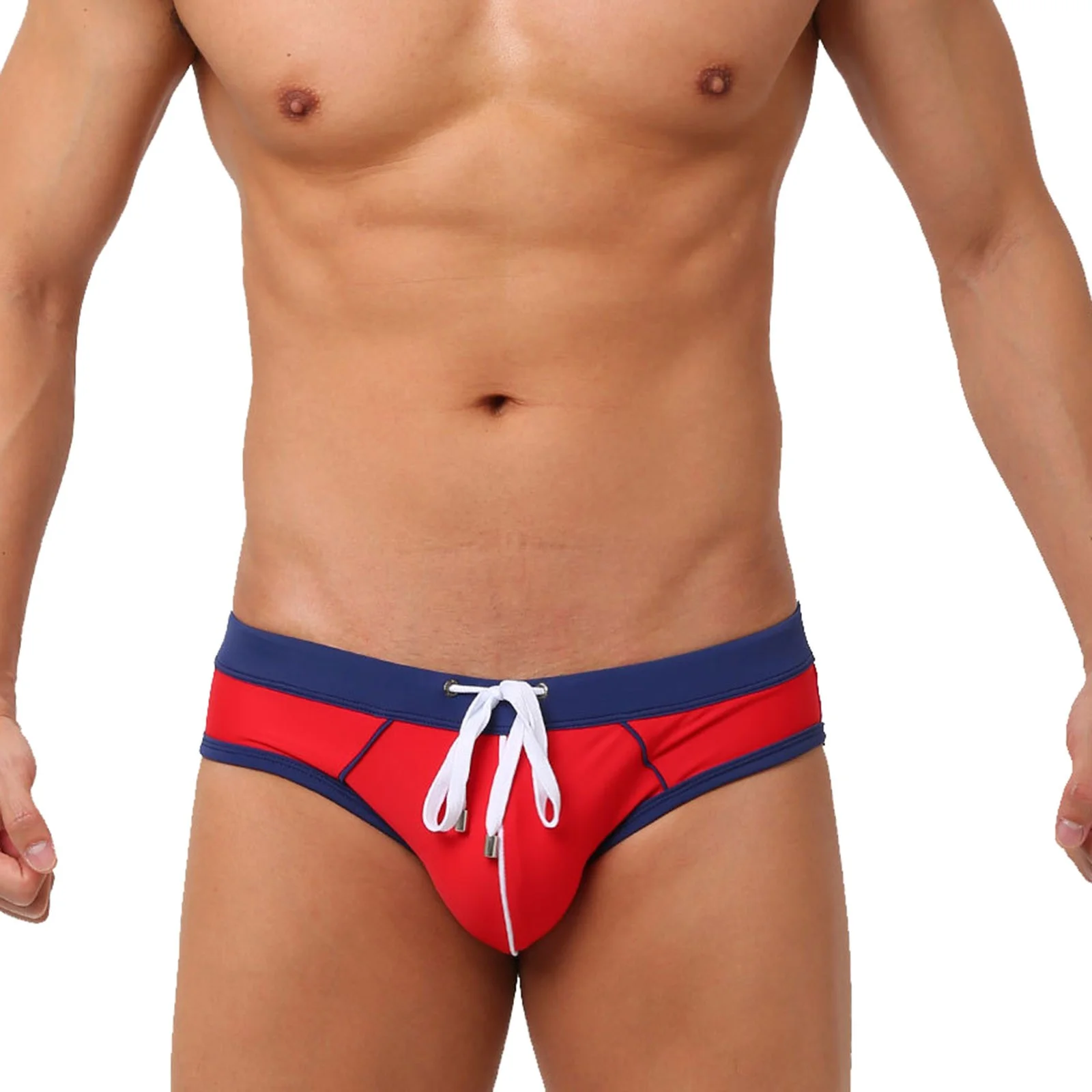 Swim Trunks Swimsuit Bikini Bathing Suit Men's Male Guy Briefs Underwear with Drawstring Pants Breathable Underpants Grundies
