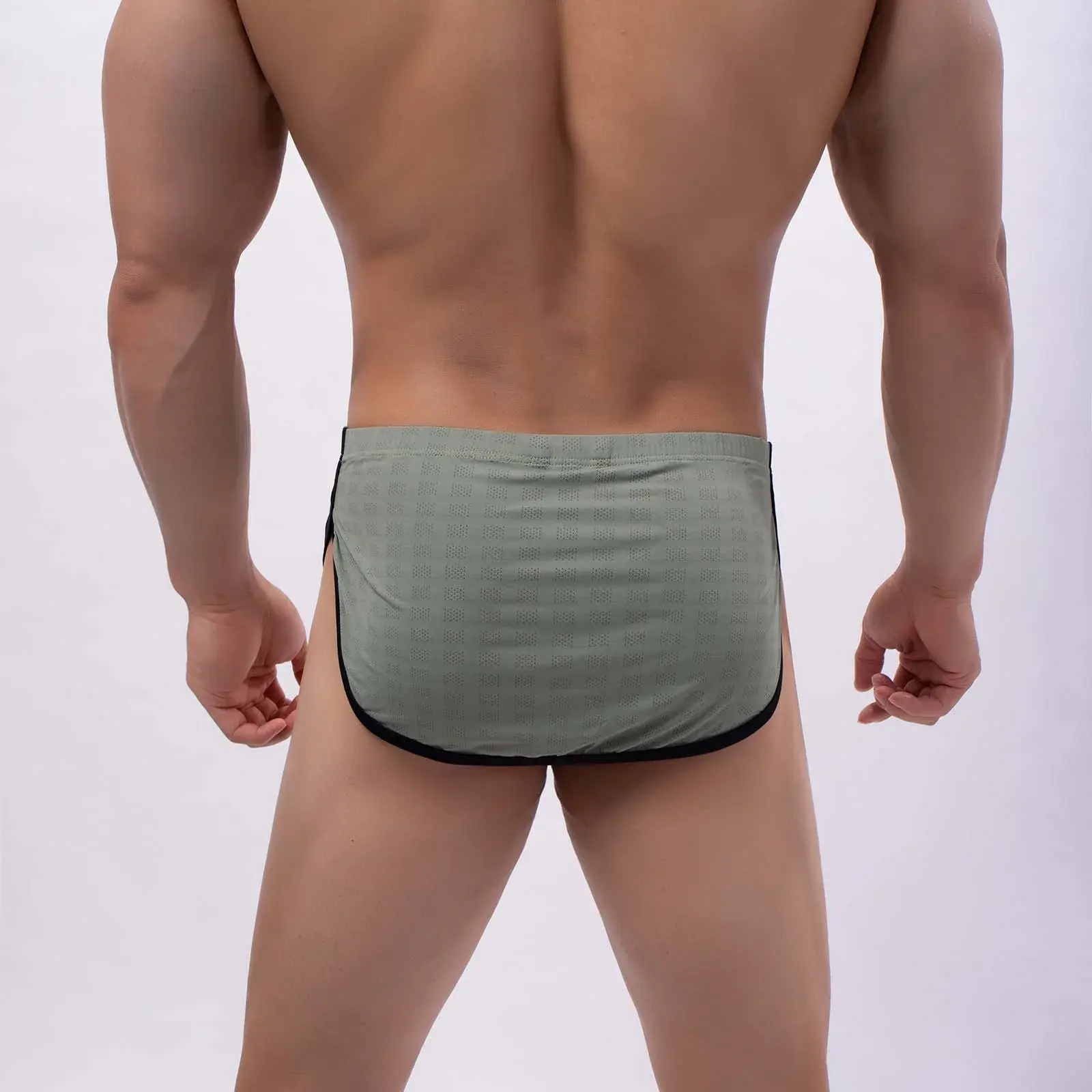 Mens Boxers Stretchy Briefs Wrapped Shorts with Pouch Breathable Solid Swimwear Men's Underwear Undershorts for Male Trunks