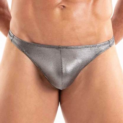 Swimwear Metallic Waterproof Thong Silver Sexy Men's Guy Underwear Bathing Swimming Briefs Pool Beach Panty Pants Grundies