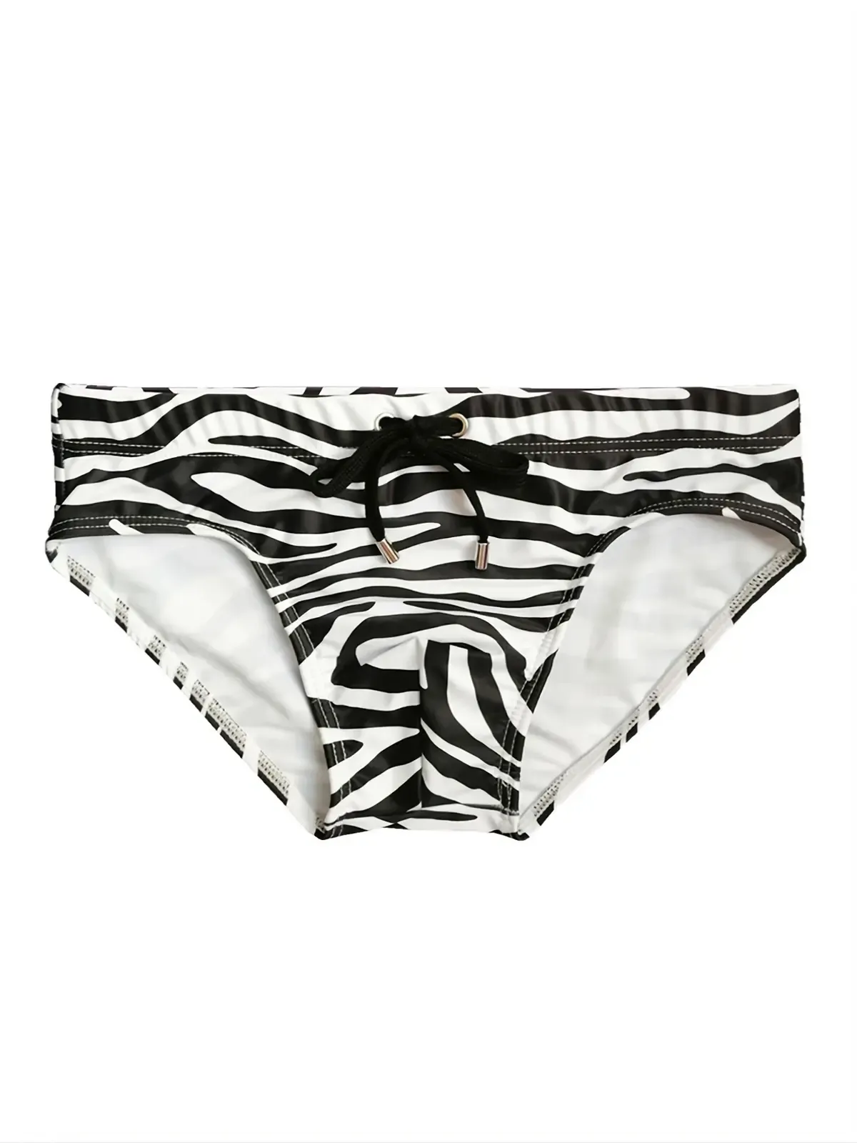 Digital Printing Zebra Print Drawstring Men's Guy Briefs Underwear Pants Breathable Quick Drying Bikini Swimwear Swim Briefs