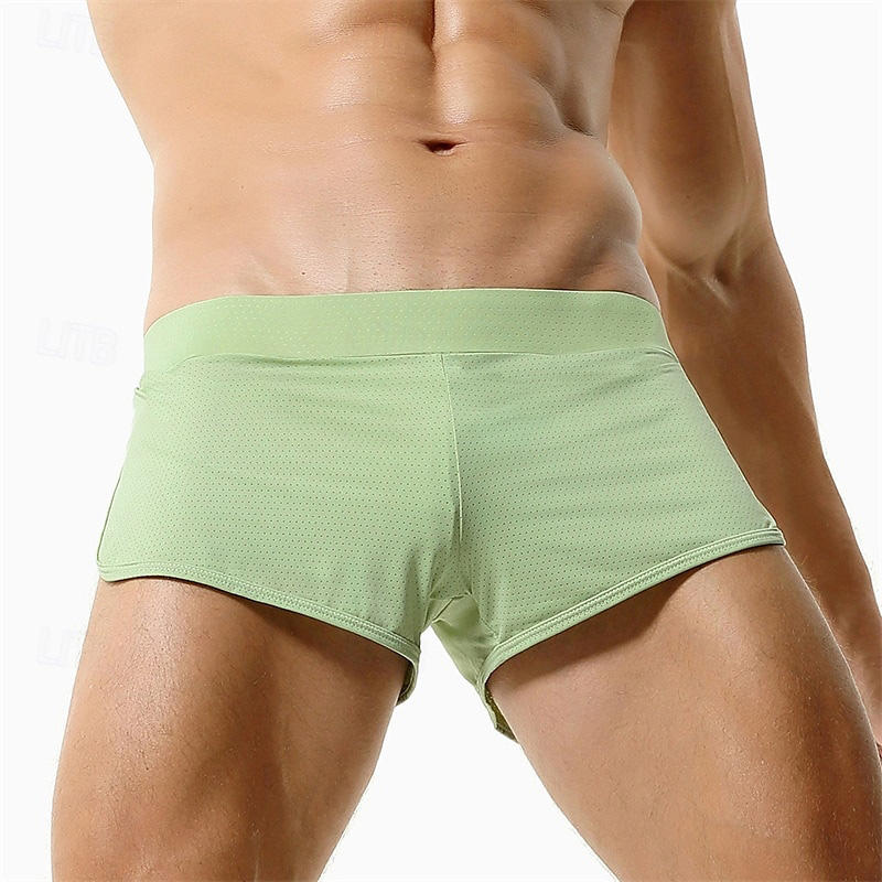 Mesh Breathable Jockstraps Shorty with Pouch Solid Men's Underwear Trunks Boxers Undershorts Shorts for Male Boxers