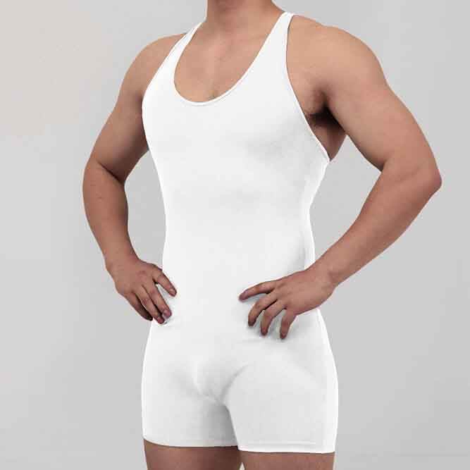 Racerback Fitness Trunks Bottom Scoop Neck Sleeveless Men's Bodysuit Sports Bodysuits Swimsuits Jumpsuit for Male Athletic Fit