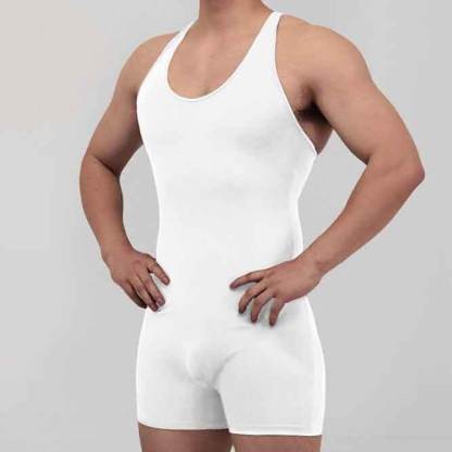 Racerback Fitness Trunks Bottom Scoop Neck Sleeveless Men's Bodysuit Sports Bodysuits Swimsuits Jumpsuit for Male Athletic Fit