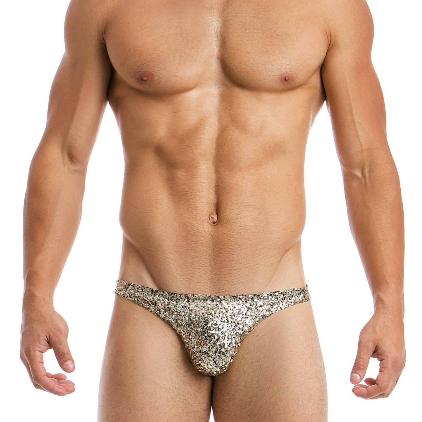 Briefs Swimwear Bikini Men's Male Shiny Sequin Sexy Guy Briefs Underwear Glitter Waterproof Reflect Underpants Grundies
