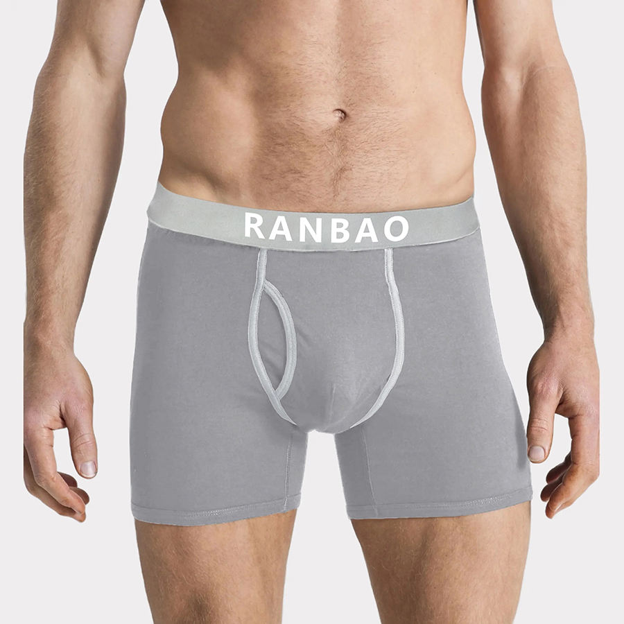 Comfy Men's Trunks Solid Color Contrast Side Fly Boxer Briefs for Male  Customized Elastic Waistband Body-hugging