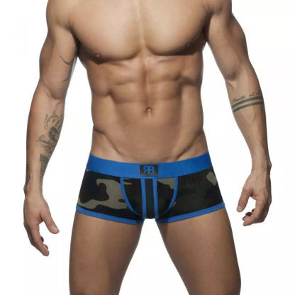 Wholesale Men's Trunks Mesh Shorty Undershorts Broekies Camo Print Stretchy Pants for Male Contrast Color