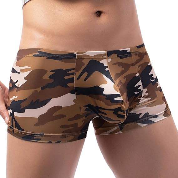 Wholesale Men's Trunks Camouflage Stretchy Trunks Shorty Undershorts Broekies Camo Print Pants for Male U Pouch Boxer Briefs