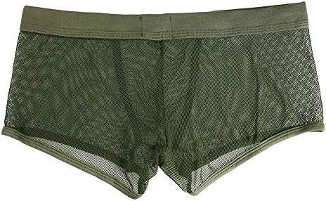 Mesh Breathable Cheeky Men's Underwesr Solid Color Trunks Boxer Briefs Undershorts with Pouch Transparent  Shorts for Male