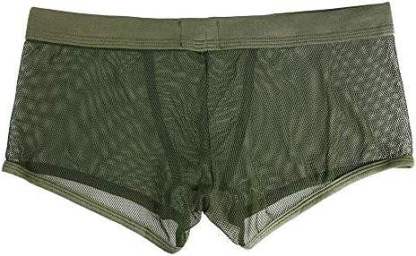 Mesh Breathable Cheeky Men's Underwesr Solid Color Trunks Boxer Briefs Undershorts with Pouch Transparent  Shorts for Male