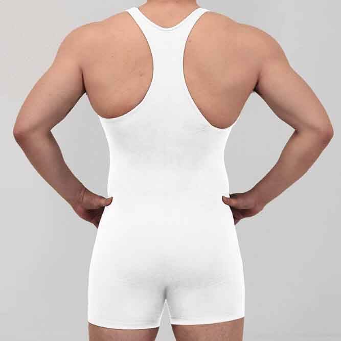 Racerback Fitness Trunks Bottom Scoop Neck Sleeveless Men's Bodysuit Sports Bodysuits Swimsuits Jumpsuit for Male Athletic Fit