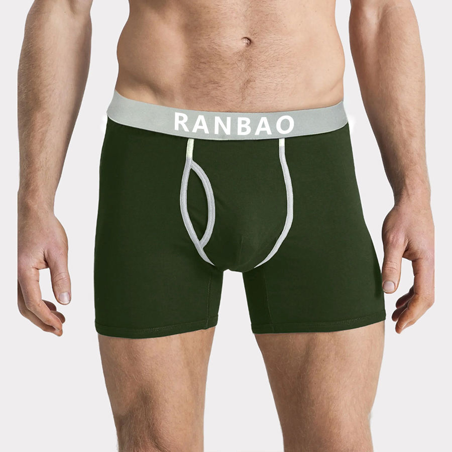 Comfy Men's Trunks Solid Color Contrast Side Fly Boxer Briefs for Male  Customized Elastic Waistband Body-hugging