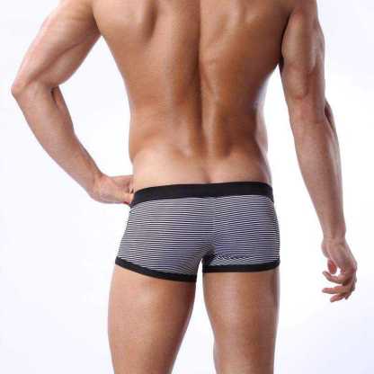 Wholesale Men's Striped Contrast Trunks Boxer Briefs for Male Customized Elastic Waistband Body-hugging Underwear Athletic Fit