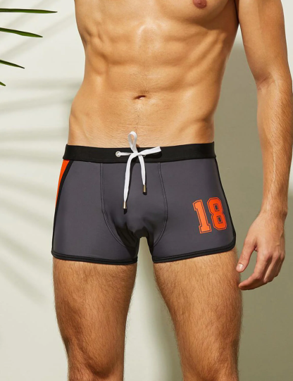 Sports Men's Trunks Contrast Swimwear with String Boxer Briefs for Male  Customized Elastic Waistband Body-hugging Athletic