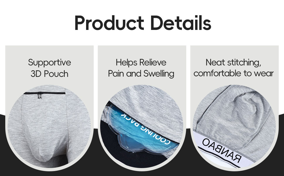 Men's Boxer Briefs with Horizontal Zipper Pouch Men Underwear Daily wear Snug Fit Support Ice Pack