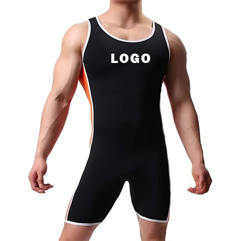 Tops Bodysuits Catsuit Neck Sleeveless Sexy Bodysuit Men Off Shoulder Customized Logo Wholesale Factory-RANBAO