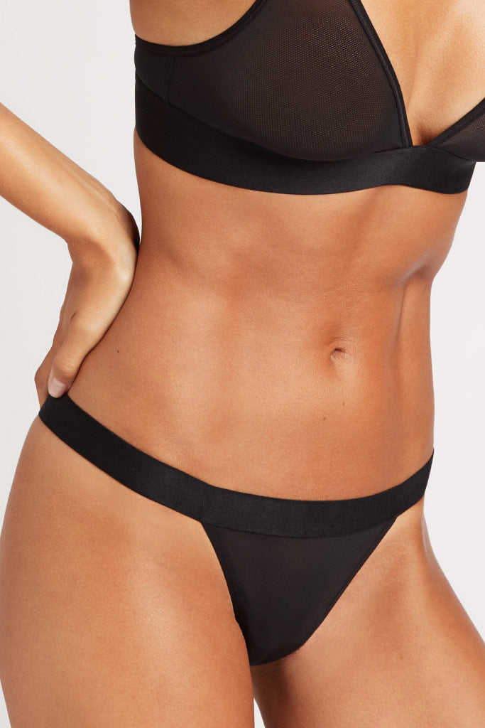 Low-Rise Cut Semi Sheer Mesh Women's Underwear Briefs Bikini Thong With Customize LOGO