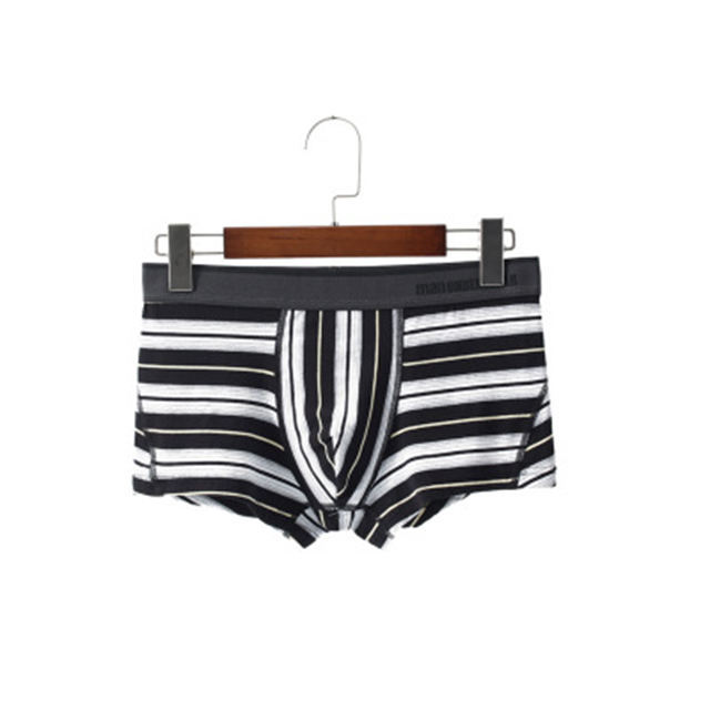 New Trendy Striped Big Bulge Male Penis Underwear Smooth Comfortable Men's Boxers Briefs