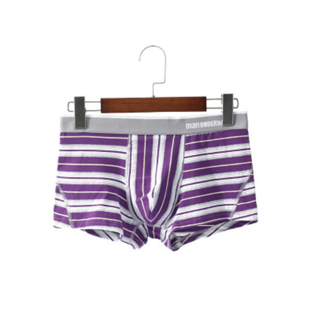 New Trendy Striped Big Bulge Male Penis Underwear Smooth Comfortable Men's Boxers Briefs