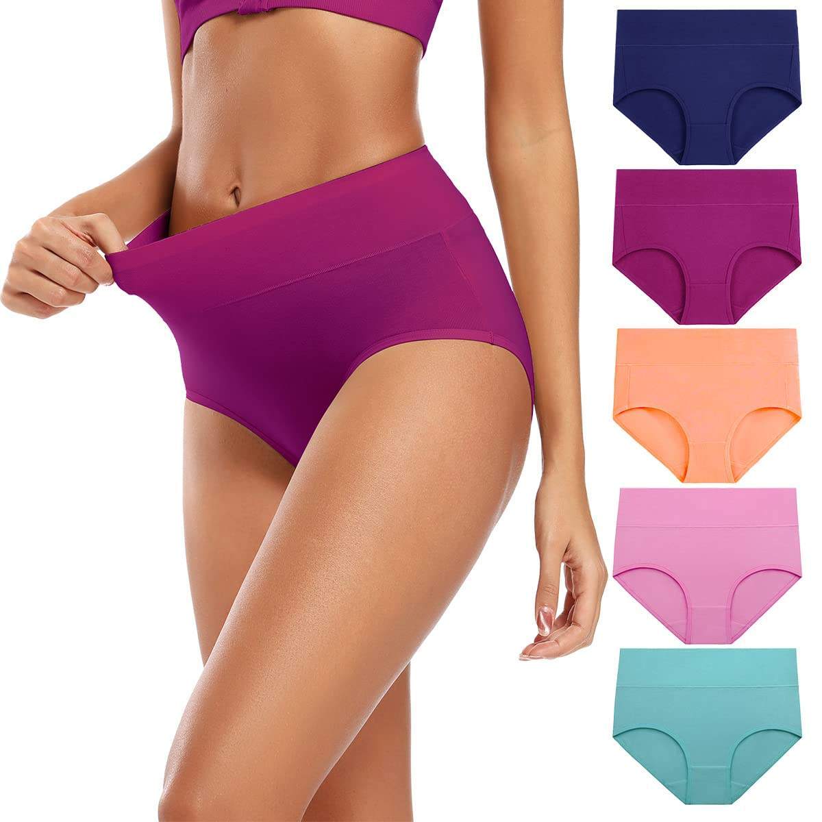 Rainbow Women's Cotton Underwear High Waisted Full Coverage Ladies Panties Regular & Plus Size
