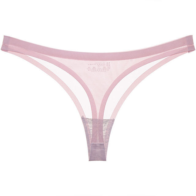 Classic pink Solid Color Slippery Elastic Women's Panties Thong Custom Womens Sexy Underwear