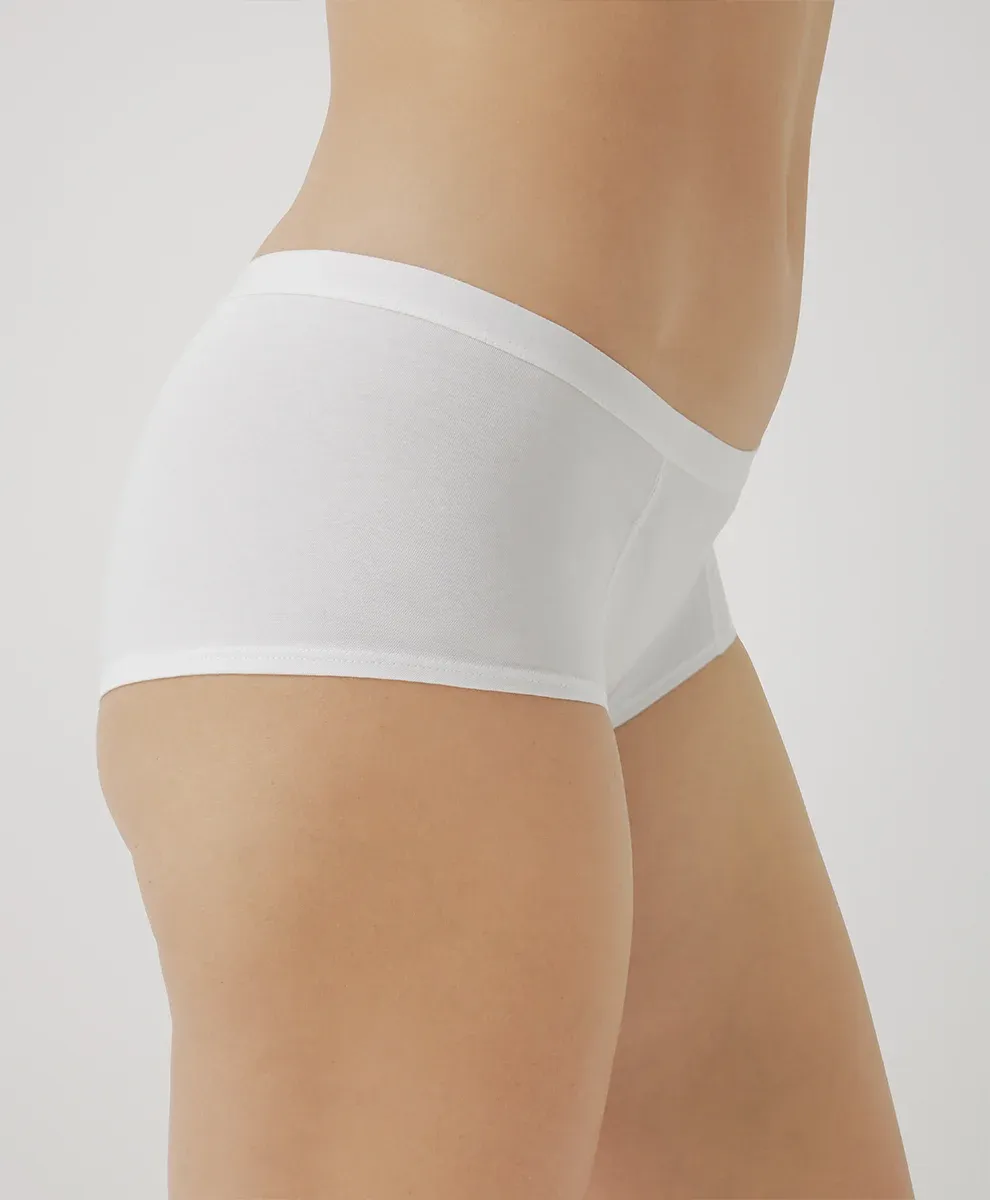 Everyday Organic Cotton Boyshorts for Adults Mid-rise Waist Smooth Look Tagless Extended Leg Woven Weaving Method-RANBAO