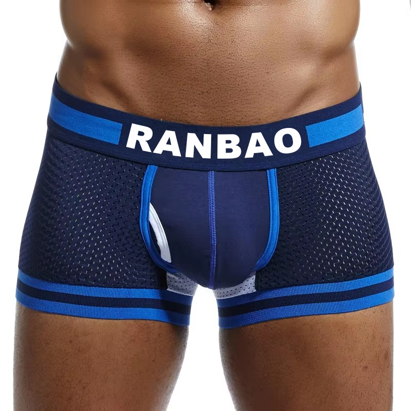 Fashion Popular Large Size Low Waist Mesh Boxer Shorts Breathable Sports Boxer Underwear Nylon Men's Underwear