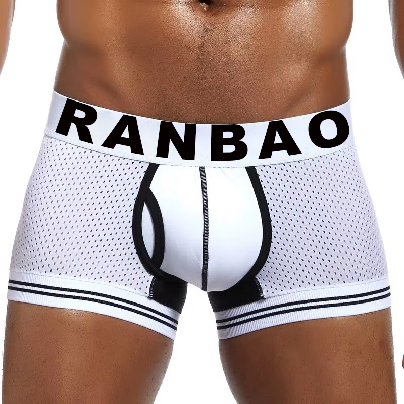 Fashion Popular Large Size Low Waist Mesh Boxer Shorts Breathable Sports Boxer Underwear Nylon Men's Underwear