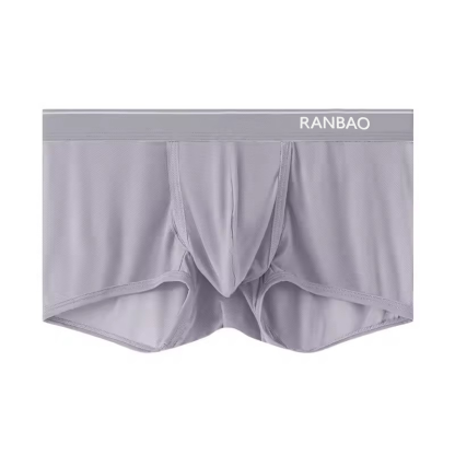 Men's Mid-Rise Boxer Briefs Comfortable Ice Silk Mesh Knitted Underwear Separated 3D Pouch Support Dual Trunks Breathable Soft