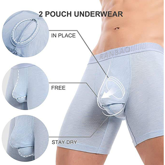 Customized Ultra Comfortable Men's Boxers Briefs Soft Micro Modal With Separated Dual Pouches Underwear 3 Pack Boxer Shorts