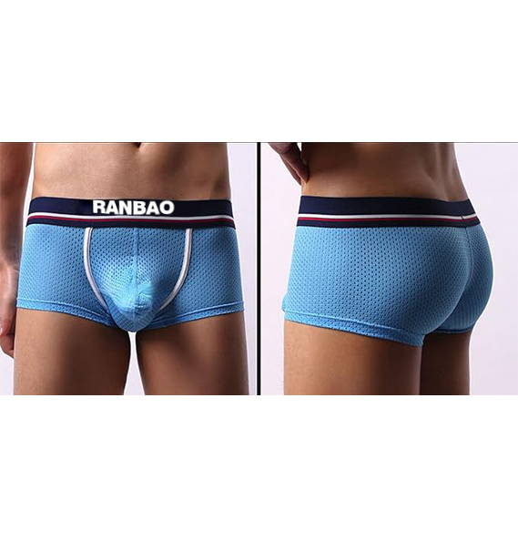 Men’s Underwear Mesh Breathable Bullet Separation Boxer Briefs Solid 