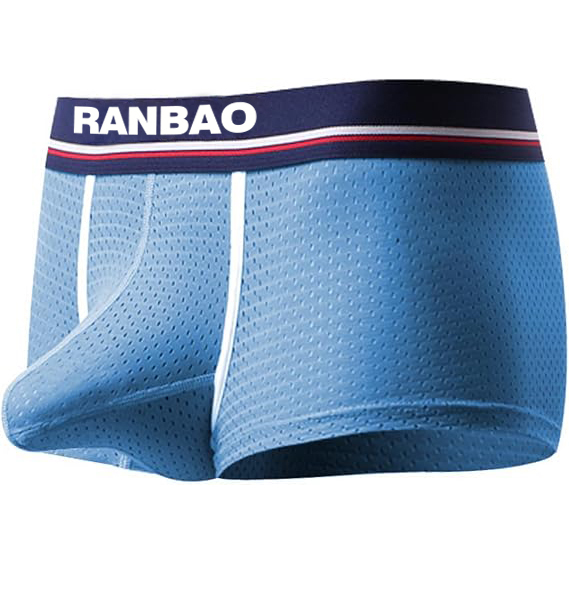 Men’s Underwear Mesh Breathable Bullet Separation Boxer Briefs Solid 