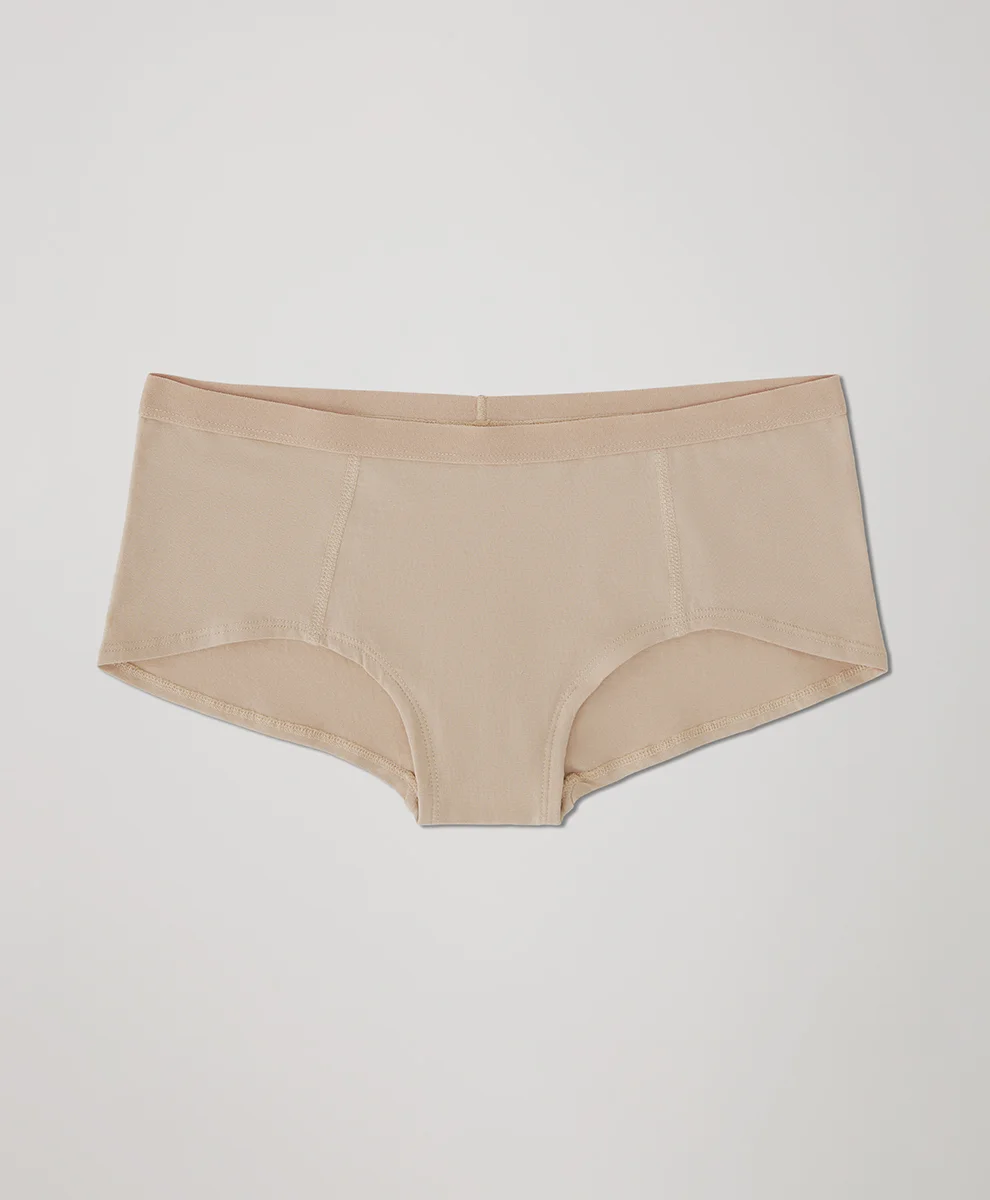 Everyday Organic Cotton Boyshorts for Adults Mid-rise Waist Smooth Look Tagless Extended Leg Woven Weaving Method-RANBAO