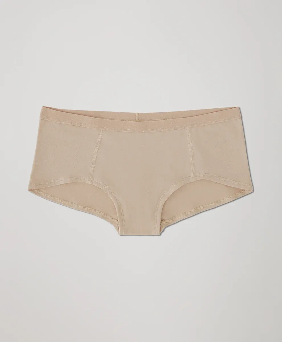 Everyday Organic Cotton Boyshorts for Adults Mid-rise Waist Smooth Look Tagless Extended Leg Woven Weaving Method-RANBAO