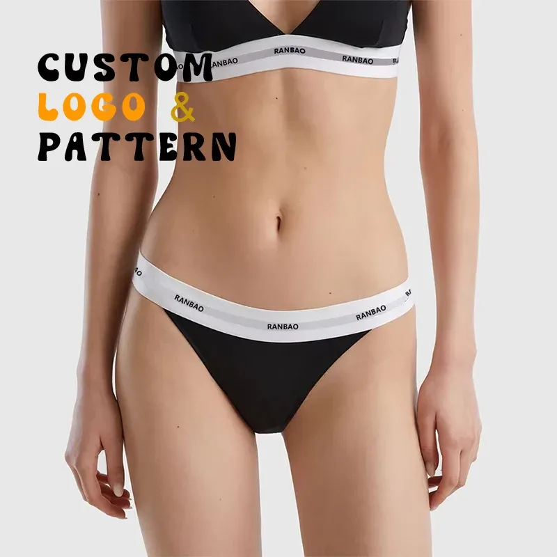 OEM ODM Manufacturer Custom Elastic Waist Organic Cotton Women Underwear Brief Female Lingerie Cotton Woman Panty-RANBAO