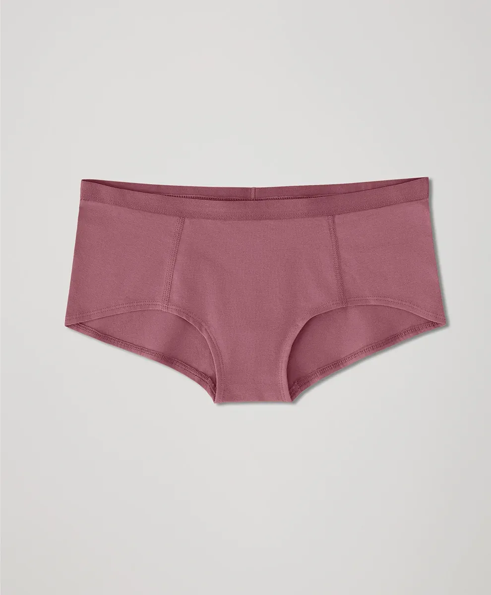 Everyday Organic Cotton Boyshorts for Adults Mid-rise Waist Smooth Look Tagless Extended Leg Woven Weaving Method-RANBAO