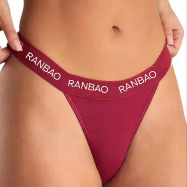 Hot Selling Custom Logo Printed Lingerie Women High Quality V Shaped Seamless One Piece Thong Women Sexy Bikini Style Panties-RANBAO