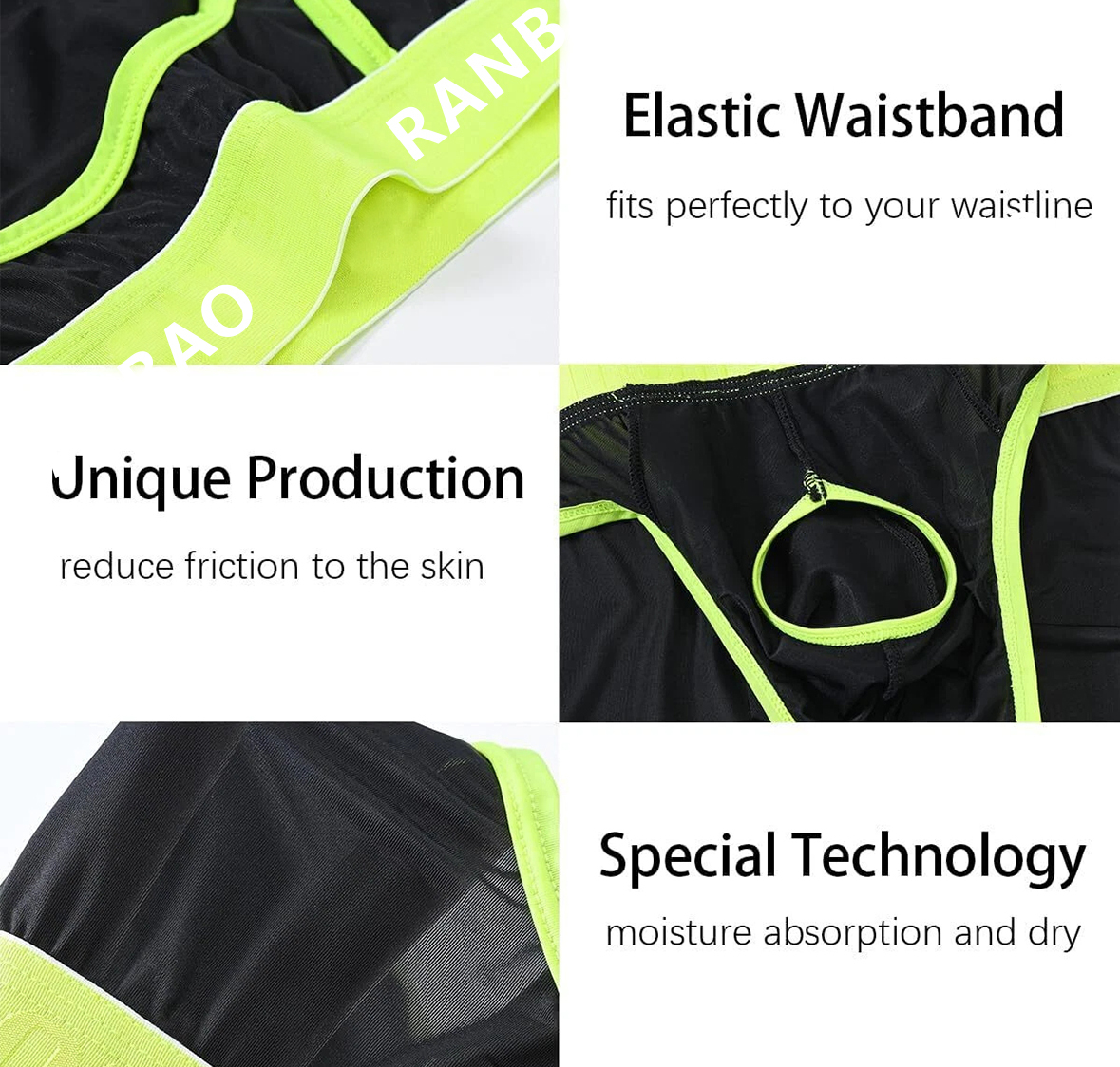 Men's Duel Pouch Mesh  Breathable Contrast Color Briefs for Men Underwear Sexy See Through Briefs