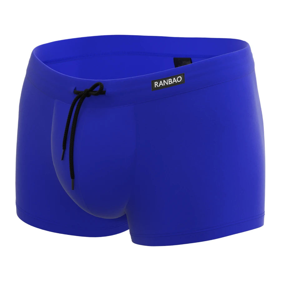 Men's Solid Swimwear Swim Trunks with Strap Nylon Waterproof Beach Pool Wear Snug Comfort Underwear for Men