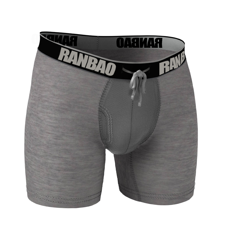 Men's Boxer Briefs Mesh Pouch Underwear with Strap Snug Fit 3D Front Pouch Solid Daily Wear Comfort Wear 