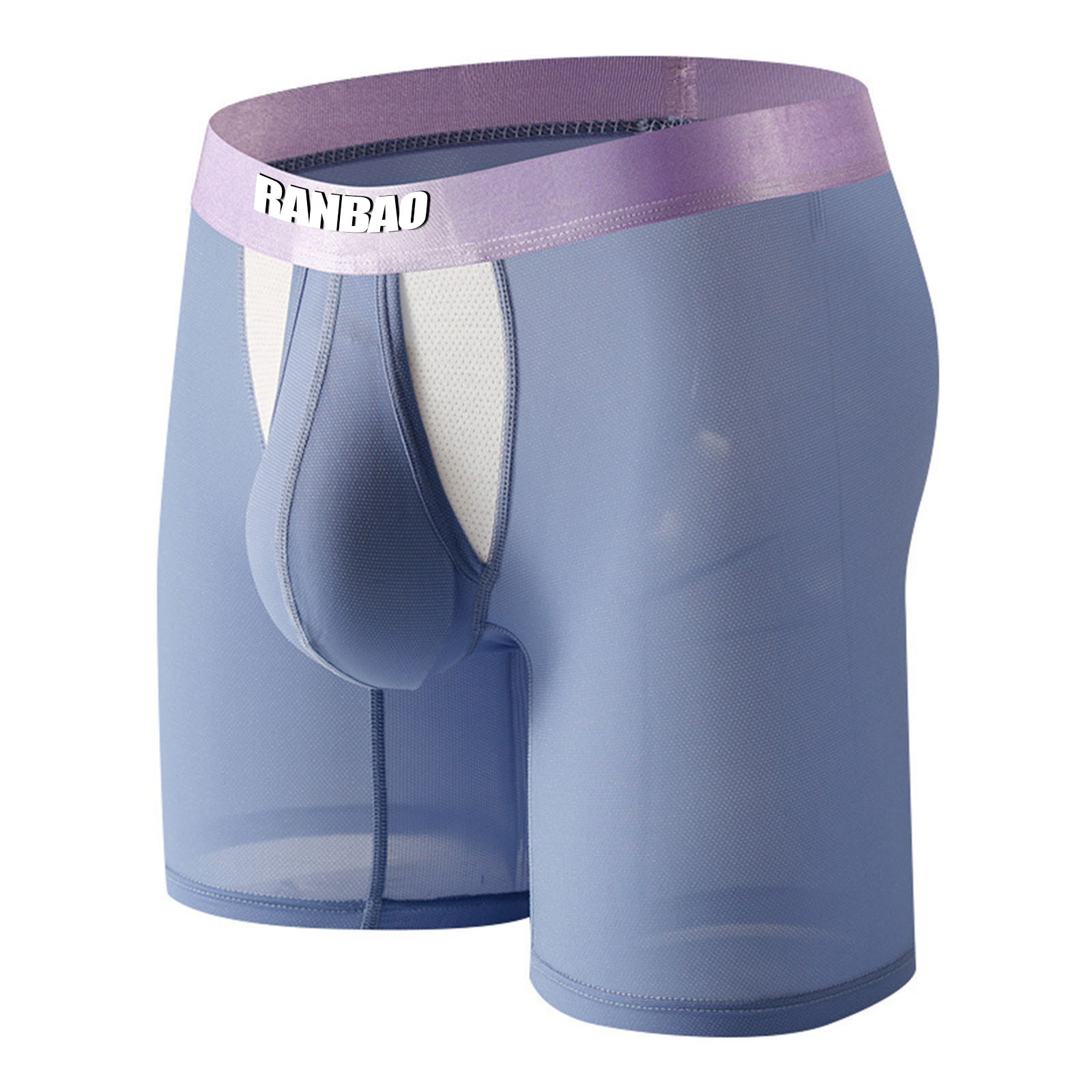 Men's Mesh Boxer Briefs Breathable Double Layer Pouch Solid Regular Fit 